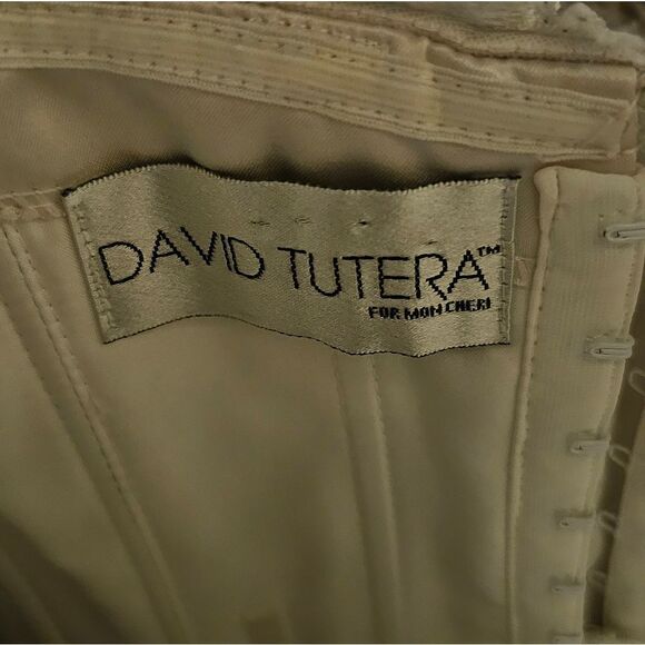 DAVID TUTERA Ivory Lace Beaded Wedding Dress - Size 8‎ - Picture 10 of 12